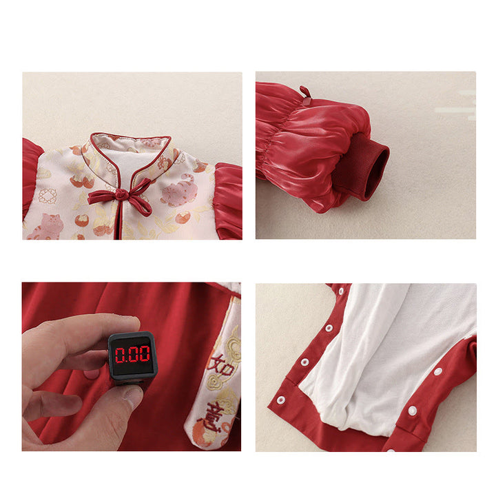 Mono de algodón de manga larga para bebé niña con diseño de Buddha Stones, gatos primaverales y caquis - image 5