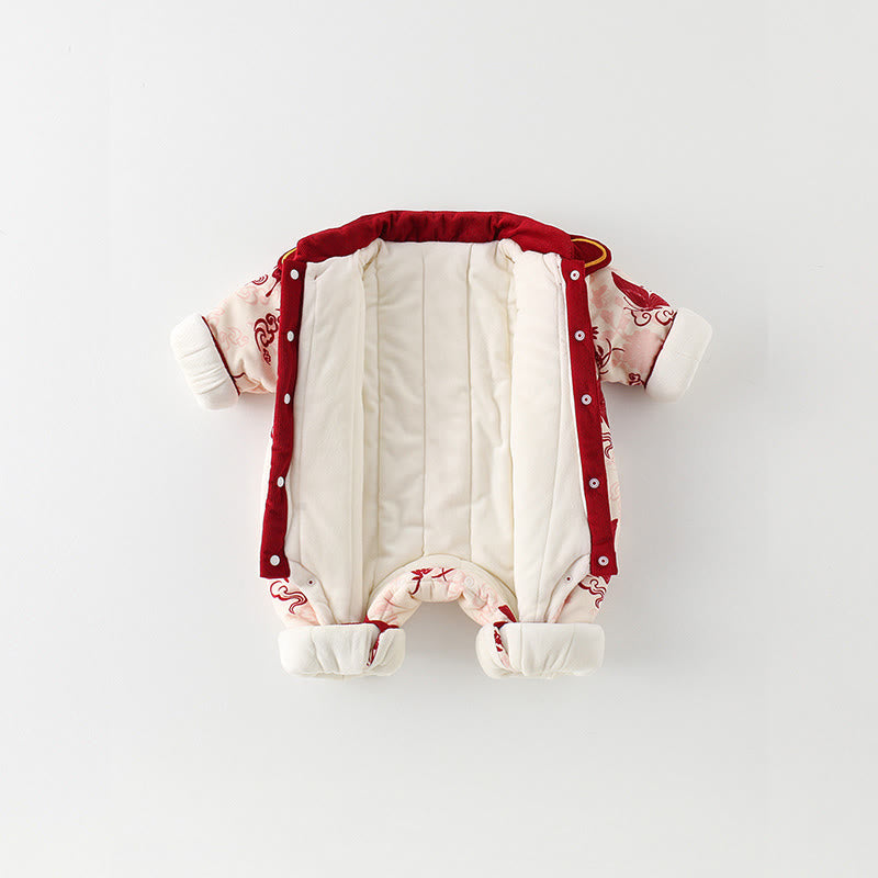 Mono de algodón de manga larga para bebé niña con diseño de mariposas de invierno y nubes auspiciosas y Buddha Stones - image 4