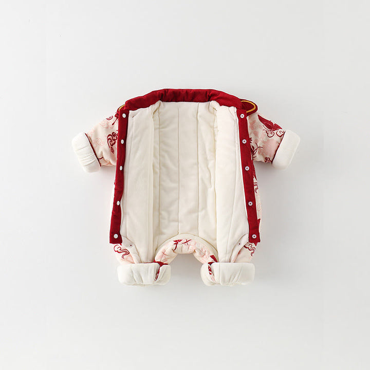 Mono de algodón de manga larga para bebé niña con diseño de mariposas de invierno y nubes auspiciosas y Buddha Stones - image 4