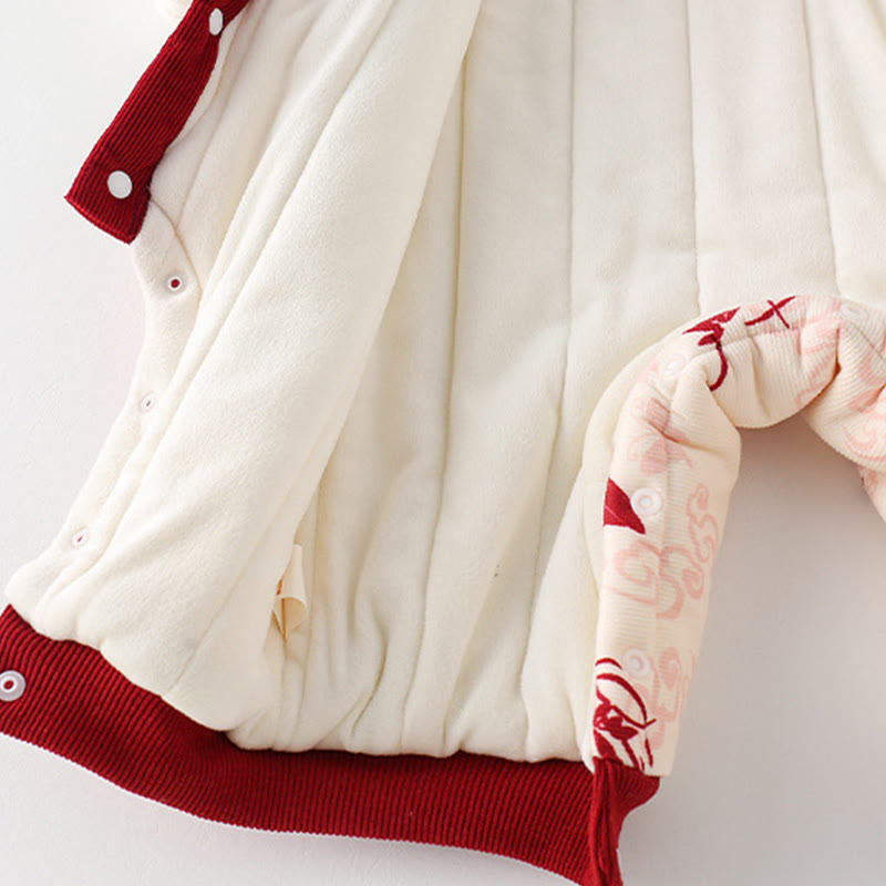 Mono de algodón de manga larga para bebé niña con diseño de mariposas de invierno y nubes auspiciosas y Buddha Stones - image 7