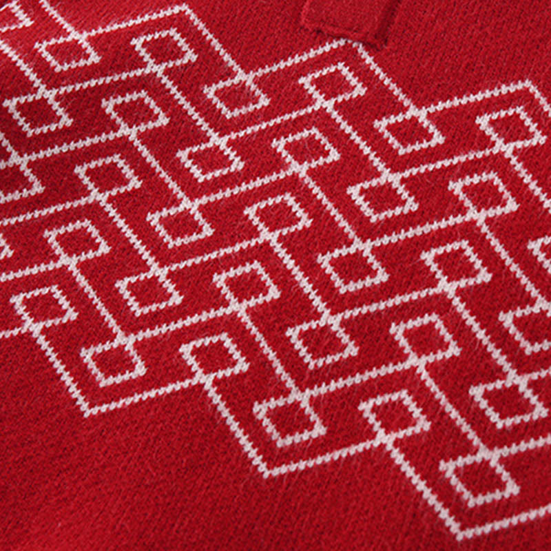 Mameluco de punto de una pieza de manga larga para bebé niña con estampado de diamantes rojos y Buddha Stones para otoño e invierno - image 7