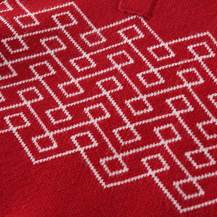 Mameluco de punto de una pieza de manga larga para bebé niña con estampado de diamantes rojos y Buddha Stones para otoño e invierno - image 7