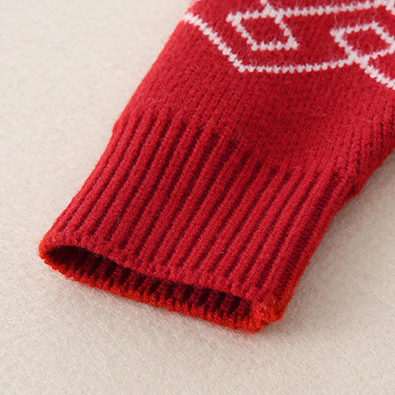 Mameluco de punto de una pieza de manga larga para bebé niña con estampado de diamantes rojos y Buddha Stones para otoño e invierno - image 8