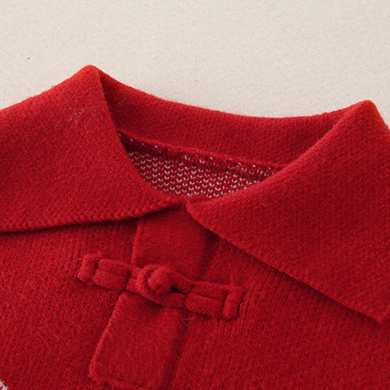 Mameluco de punto de una pieza de manga larga para bebé niña con estampado de diamantes rojos y Buddha Stones para otoño e invierno - image 6