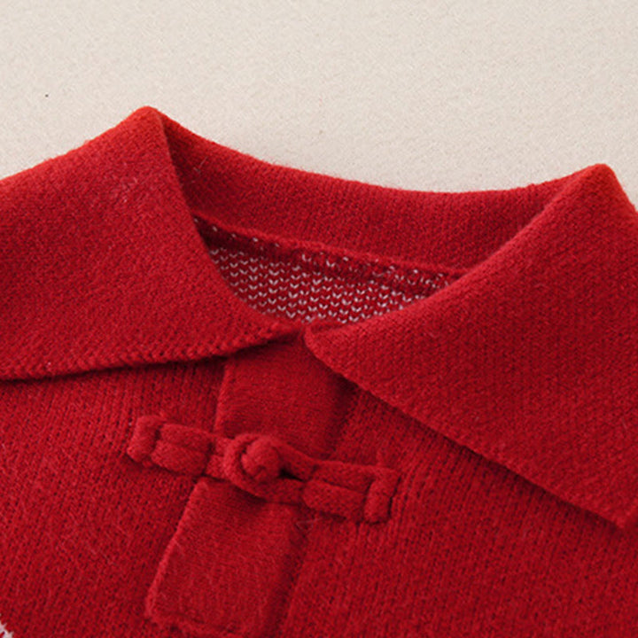 Mameluco de punto de una pieza de manga larga para bebé niña con estampado de diamantes rojos y Buddha Stones para otoño e invierno - image 6