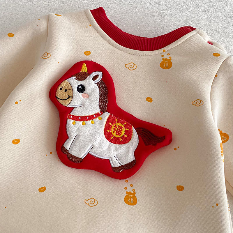 Mameluco de algodón de manga larga para bebé niña y niño con diseño de caballo de invierno y Buddha Stones - image 6