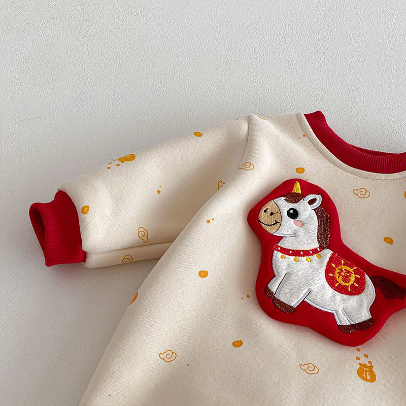 Mameluco de algodón de manga larga para bebé niña y niño con diseño de caballo de invierno y Buddha Stones - image 5