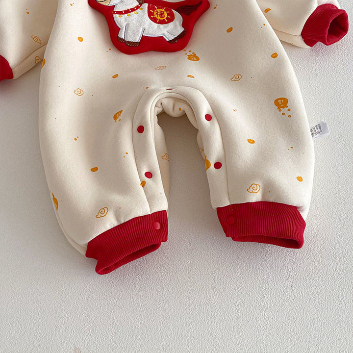 Mameluco de algodón de manga larga para bebé niña y niño con diseño de caballo de invierno y Buddha Stones - image 9