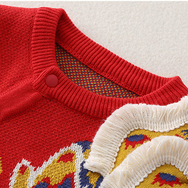 Mameluco de punto de una pieza de manga larga de algodón con estampado de dragón rojo para bebé niño y niña, otoño e invierno, con Buddha Stones - image 5