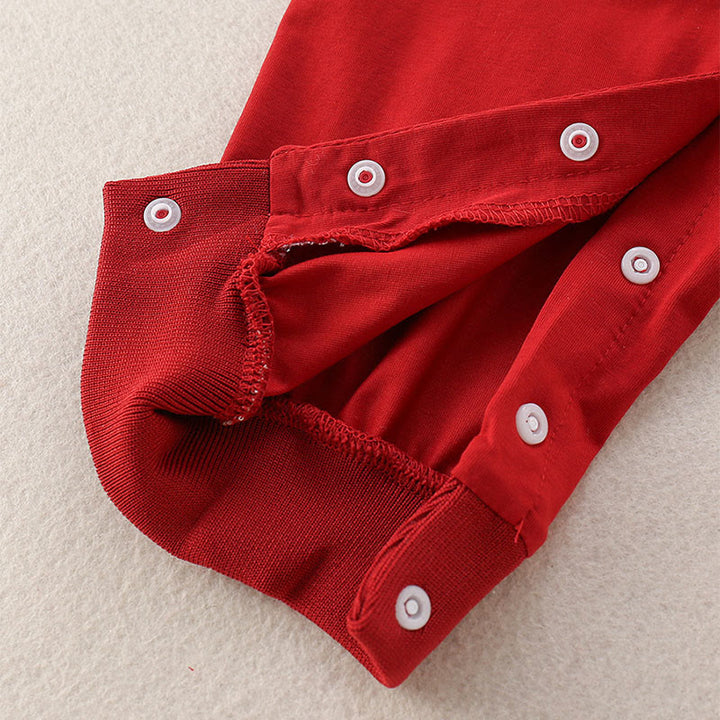 Mameluco de una pieza de algodón de manga larga para bebé niña con diseño de poni y caballo en color rojo , con Buddha Stones , primavera y otoño - image 7