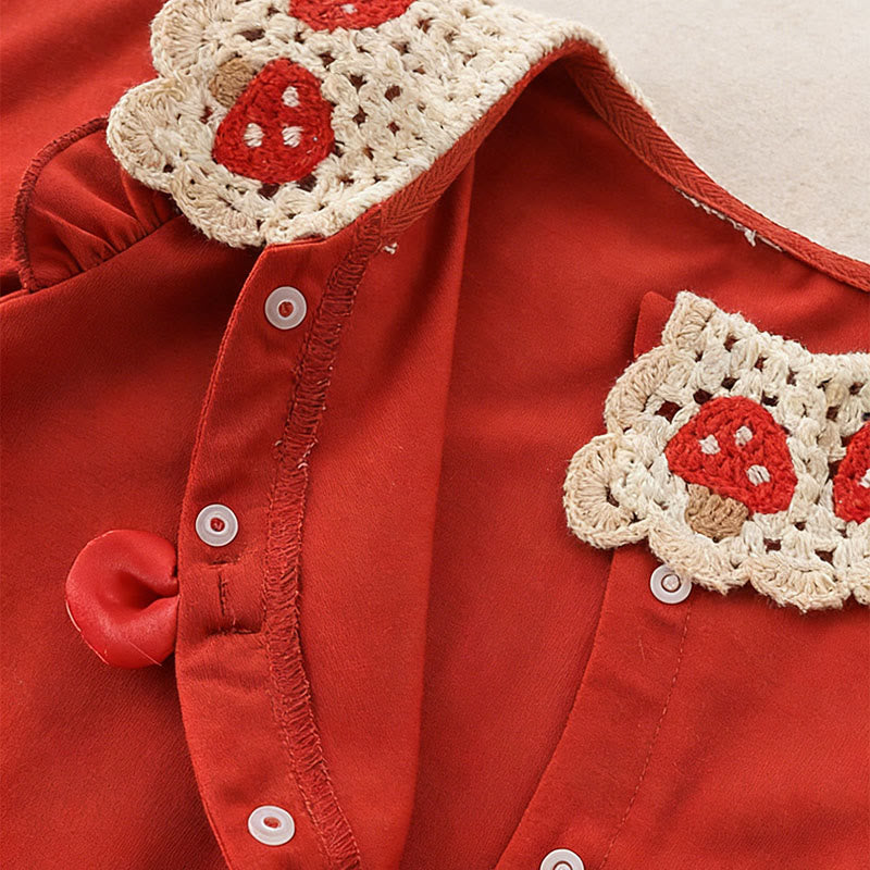 Mameluco de una pieza de algodón de manga larga para bebé niña con diseño de fresa roja y Buddha Stones para primavera y otoño - image 5