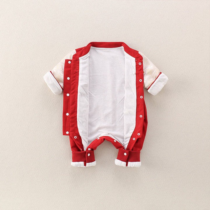 Mamelucos de una pieza de algodón de manga larga para bebé niña y niño con diseño de buena fortuna de Buddha Stones, primavera, otoño y rojo, año del caballo - image 4