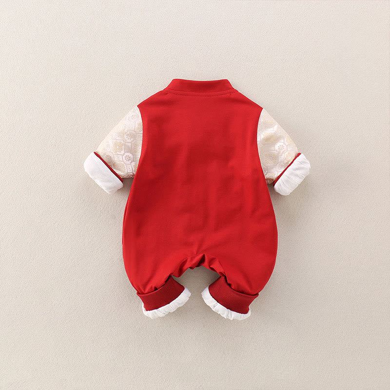 Mamelucos de una pieza de algodón de manga larga para bebé niña y niño con diseño de buena fortuna de Buddha Stones, primavera, otoño y rojo, año del caballo - image 3