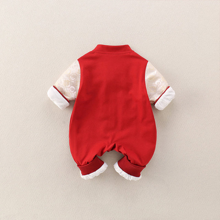 Mamelucos de una pieza de algodón de manga larga para bebé niña y niño con diseño de buena fortuna de Buddha Stones, primavera, otoño y rojo, año del caballo - image 3