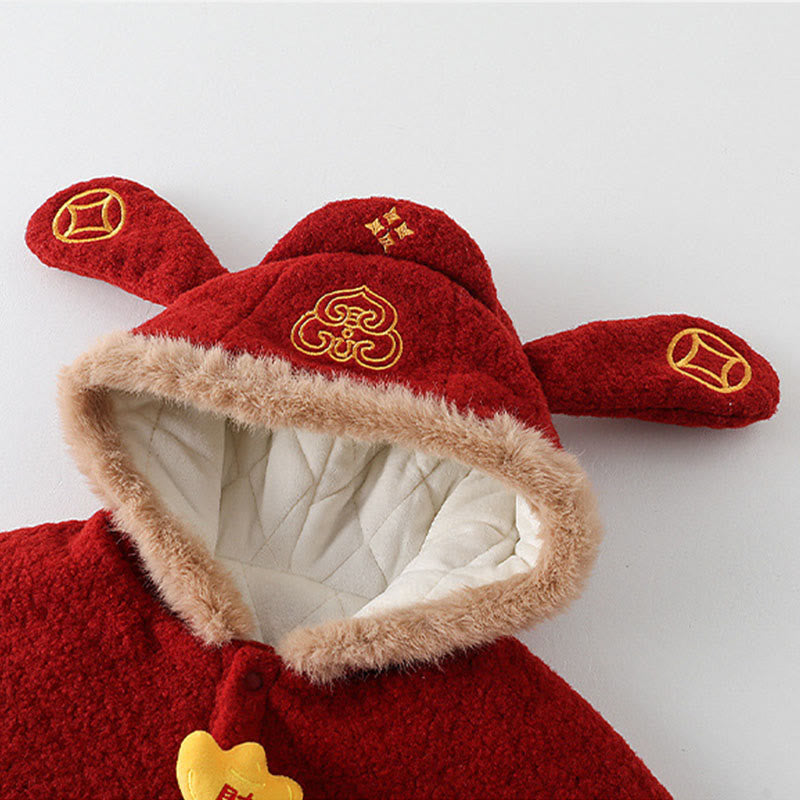 Chaqueta de manga larga para bebé niña y niño con diseño de ondas de peces koi rojos de otoño e invierno con Buddha Stones - image 4