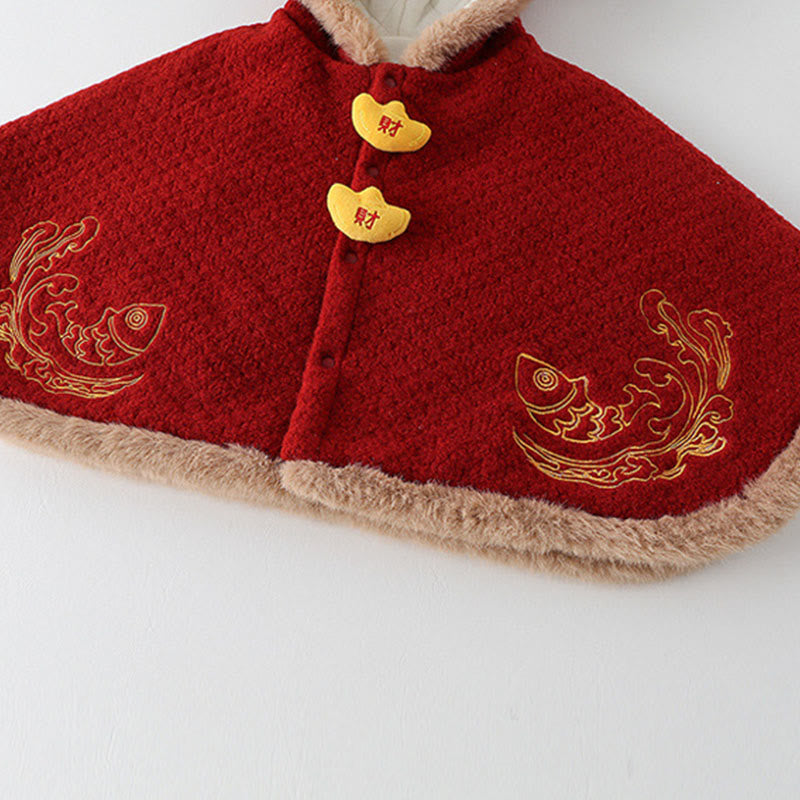 Chaqueta de manga larga para bebé niña y niño con diseño de ondas de peces koi rojos de otoño e invierno con Buddha Stones - image 5