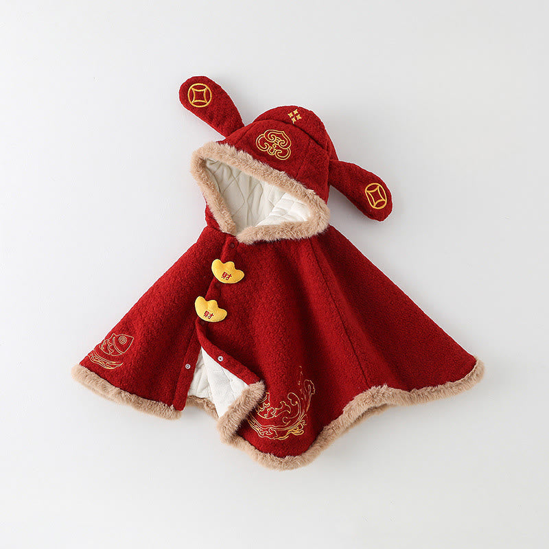 Chaqueta de manga larga para bebé niña y niño con diseño de ondas de peces koi rojos de otoño e invierno con Buddha Stones - image 3