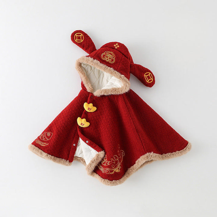 Chaqueta de manga larga para bebé niña y niño con diseño de ondas de peces koi rojos de otoño e invierno con Buddha Stones - image 3