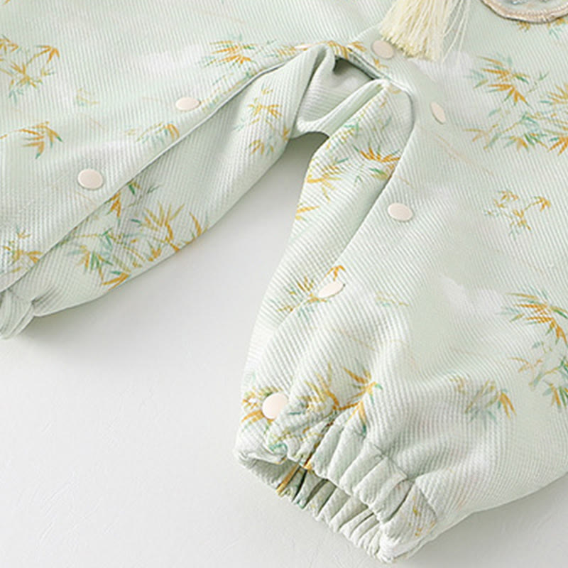 Mameluco de algodón de manga larga para bebé niña con diseño de flores de bambú, primavera y otoño , con Buddha Stones - image 8