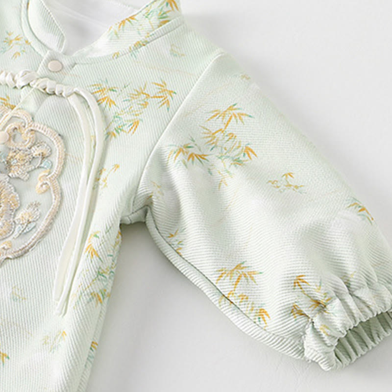 Mameluco de algodón de manga larga para bebé niña con diseño de flores de bambú, primavera y otoño , con Buddha Stones - image 6