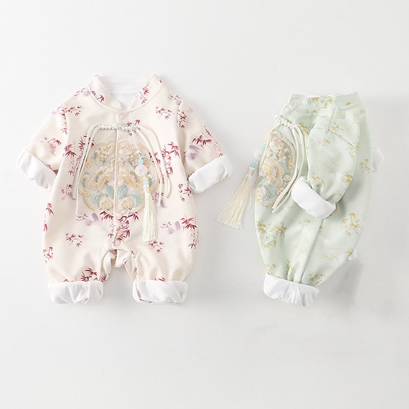 Mameluco de algodón de manga larga para bebé niña con diseño de flores de bambú, primavera y otoño , con Buddha Stones - image 16