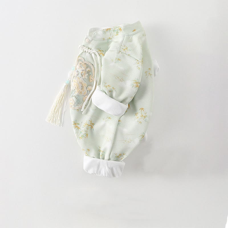 Mameluco de algodón de manga larga para bebé niña con diseño de flores de bambú, primavera y otoño , con Buddha Stones - image 4