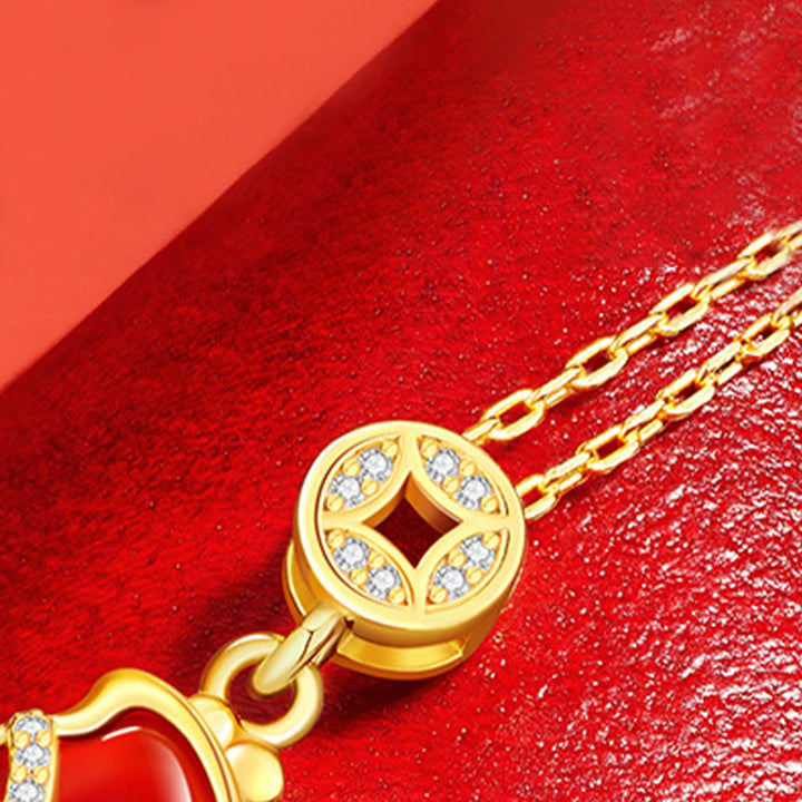 Collar con colgante de bendición de ágata roja de plata de ley 925 con monedas de cobre y piedras de Buddha Stones del Año del Caballo. - image 4