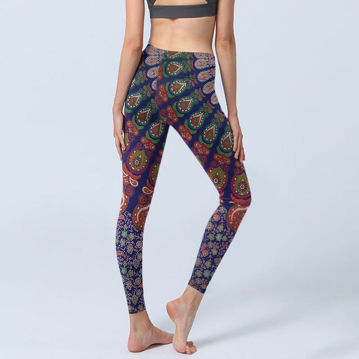 Leggings de yoga para mujer con estampado de cachemira y flores de Buddha Stones - image 4