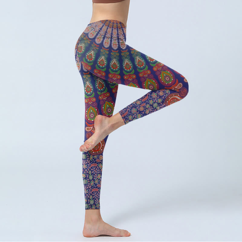 Leggings de yoga para mujer con estampado de cachemira y flores de Buddha Stones - image 3