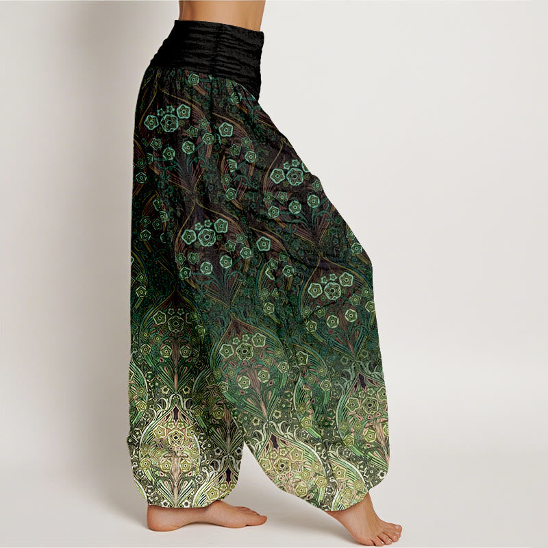 Pantalones Buddha Stones de algodón puro con estampado floral retro para mujer, cintura elástica - image 10