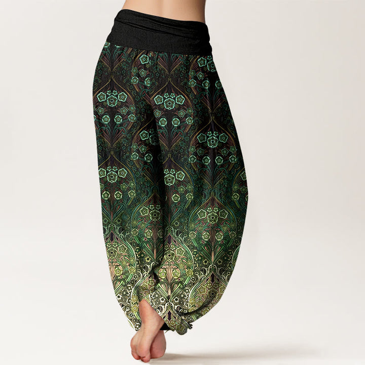 Pantalones Buddha Stones de algodón puro con estampado floral retro para mujer, cintura elástica - image 9