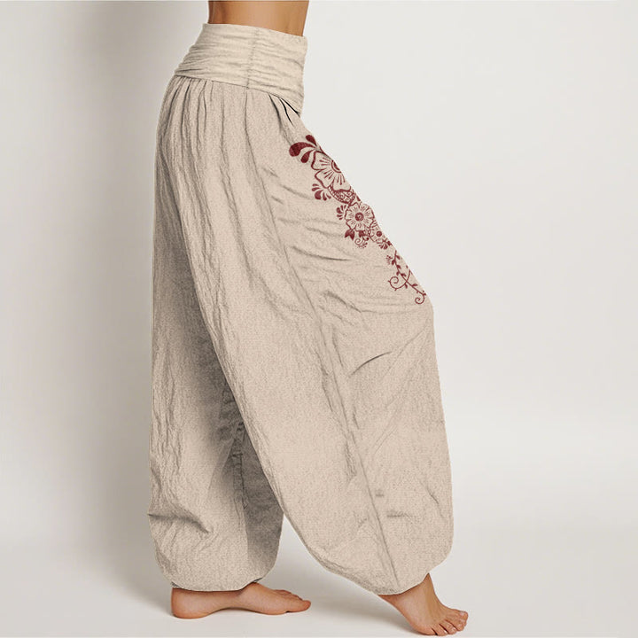 Pantalones Buddha Stones de algodón puro con estampado de flores, mariposas y enredaderas, sencillos y elegantes, con cintura elástica, para mujer - image 13