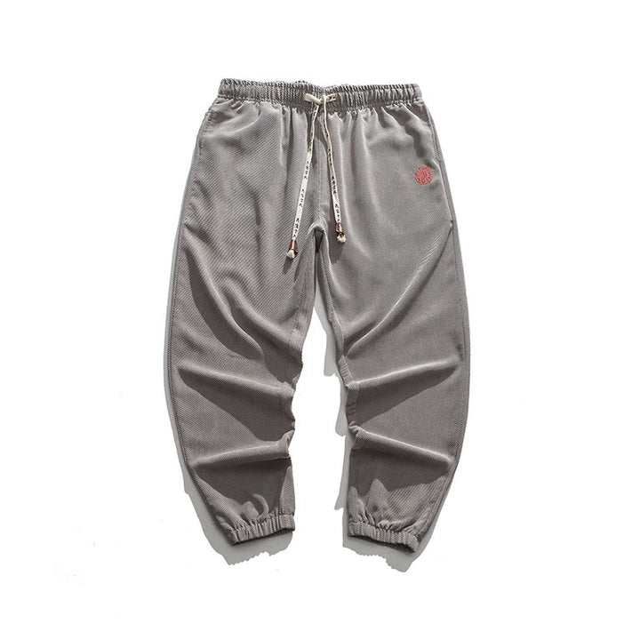 Pantalones harén para hombre con diseño bordado de pana lisa y bolsillos, con Buddha Stones en otoño - image 23