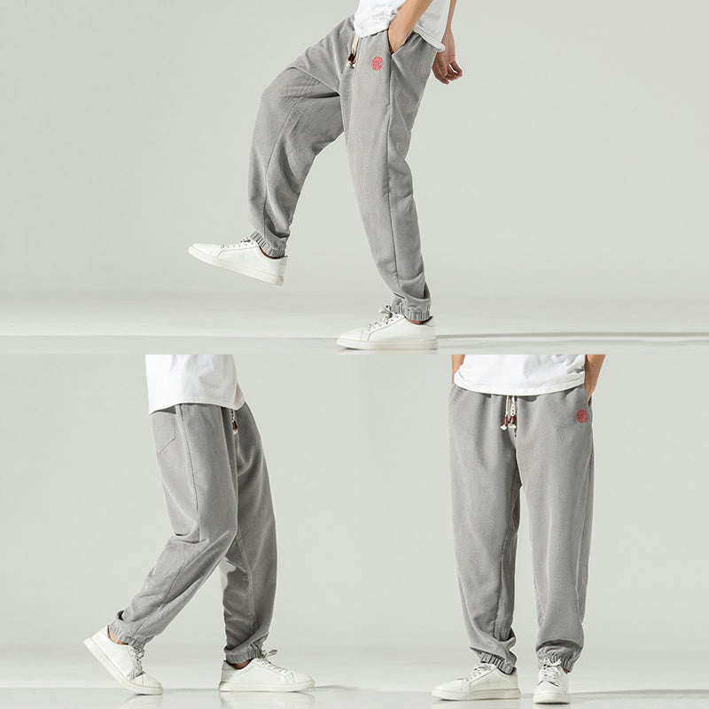 Pantalones harén para hombre con diseño bordado de pana lisa y bolsillos, con Buddha Stones en otoño - image 22