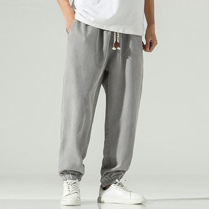 Pantalones harén para hombre con diseño bordado de pana lisa y bolsillos, con Buddha Stones en otoño - image 21