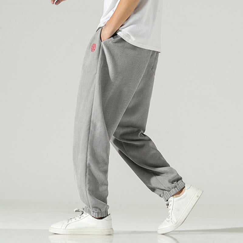 Pantalones harén para hombre con diseño bordado de pana lisa y bolsillos, con Buddha Stones en otoño - image 19