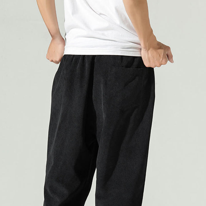 Pantalones harén para hombre con diseño bordado de pana lisa y bolsillos, con Buddha Stones en otoño - image 14