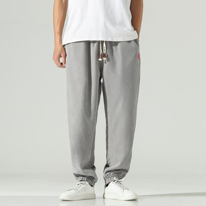 Pantalones harén para hombre con diseño bordado de pana lisa y bolsillos, con Buddha Stones en otoño - Plata - US/UK/AU46, EU56 (5XL) - image 17