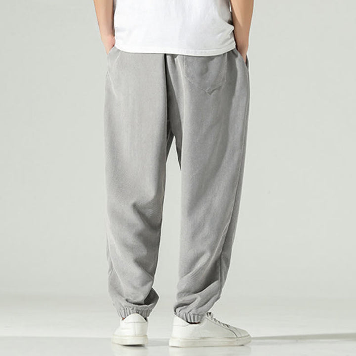 Pantalones harén para hombre con diseño bordado de pana lisa y bolsillos, con Buddha Stones en otoño - image 20