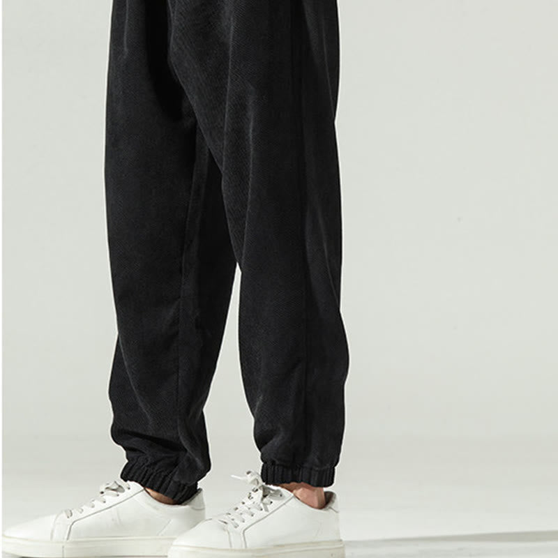 Pantalones harén para hombre con diseño bordado de pana lisa y bolsillos, con Buddha Stones en otoño - image 15
