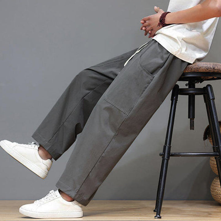 Pantalones de verano para hombre con Buddha Stones, color liso, con cordón, pierna recta, largo 7-8 y bolsillos - image 15