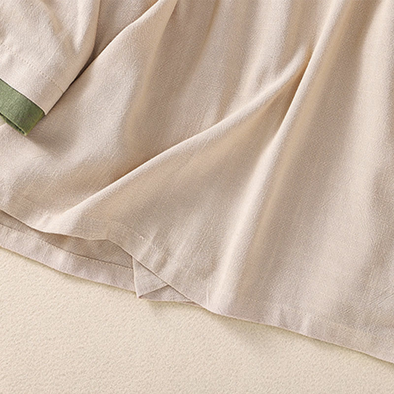 Camisa de lino y algodón con mangas tres cuartos para mujer, diseño retro con cordones y botones de rana , con Buddha Stones - image 13