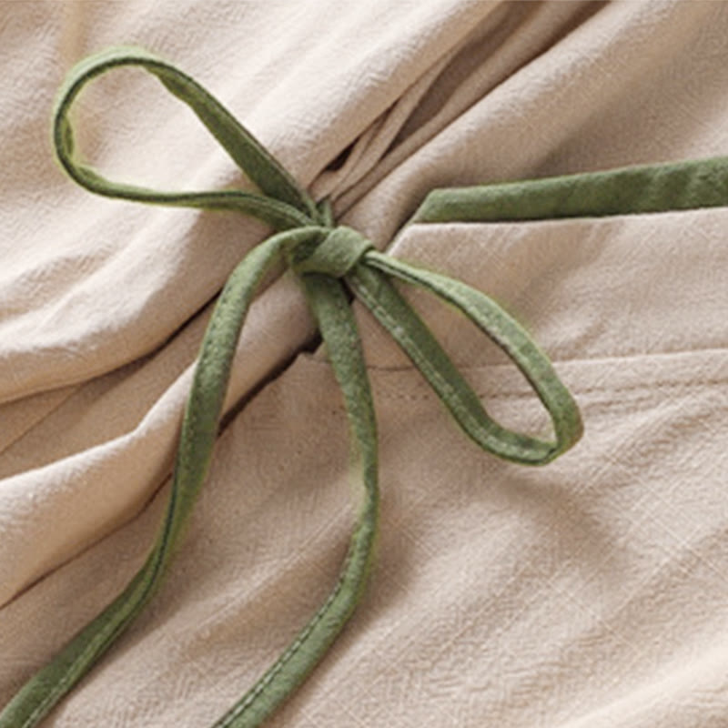 Camisa de lino y algodón con mangas tres cuartos para mujer, diseño retro con cordones y botones de rana , con Buddha Stones - image 6