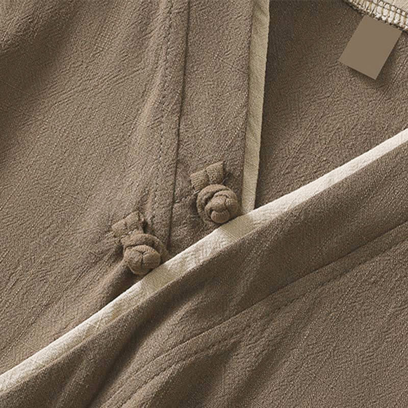 Camisa de lino y algodón con mangas tres cuartos para mujer, diseño retro con cordones y botones de rana , con Buddha Stones - image 18