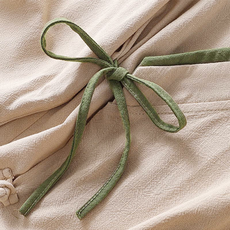 Camisa de lino y algodón con mangas tres cuartos para mujer, diseño retro con cordones y botones de rana , con Buddha Stones - image 7