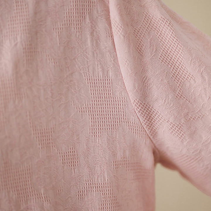 Camisa de algodón de manga larga con solapa y botones para mujer, con estampado floral bordado de Buddha Stones de primavera - image 20