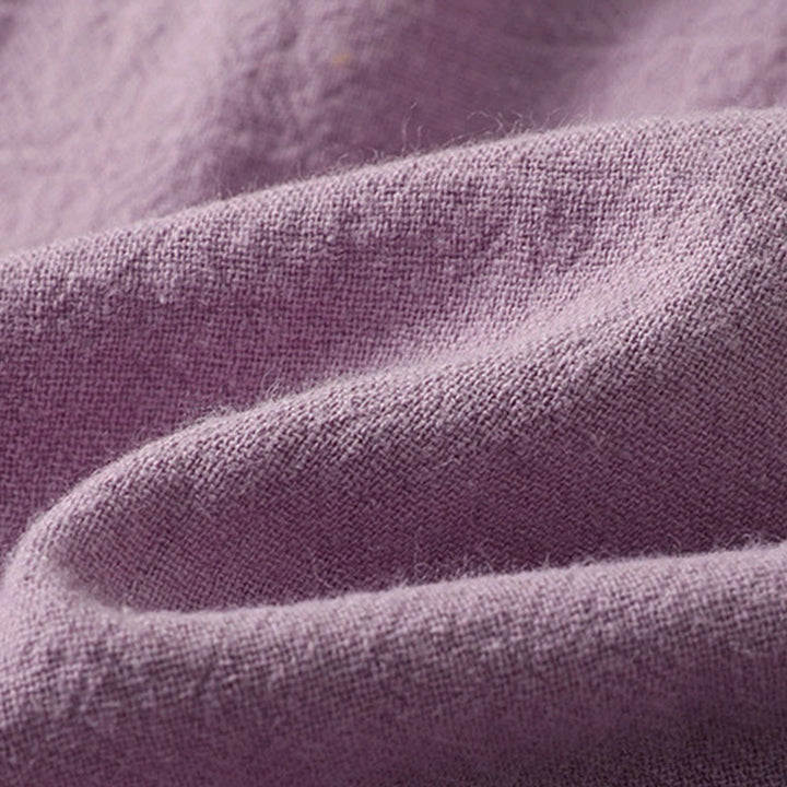 Camisa de algodón de manga larga con diseño bordado simple, retro, liso y con bolsillo para mujer de Buddha Stones , primavera - image 5