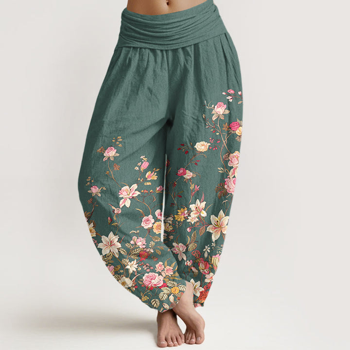 Pantalones Buddha Stones para mujer, cintura elástica - Verde mar medio - US16，UK/AU20，EU48 (3XL) - image 8