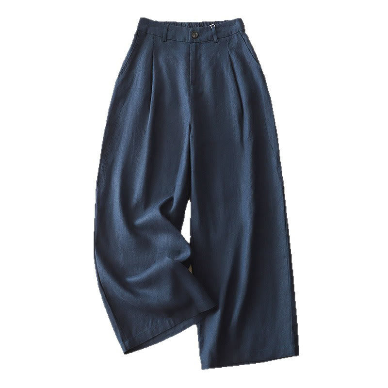 Pantalones anchos de algodón con cremallera y bolsillos para mujer de Buddha Stones para otoño - image 4
