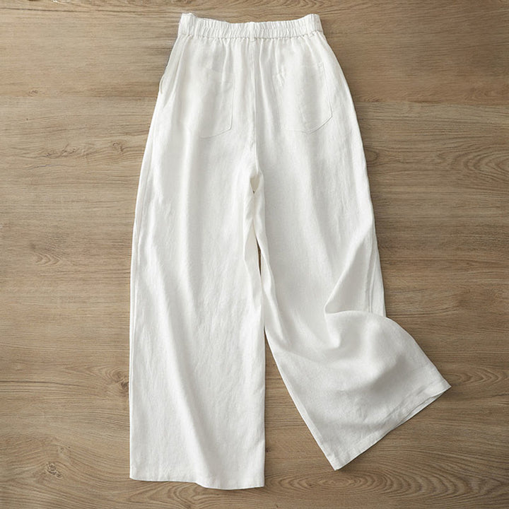 Pantalones anchos de algodón con cremallera y bolsillos para mujer de Buddha Stones para otoño - image 7
